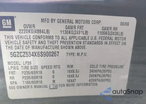 2006 Saturn Vue V6 from USA, damaged, VIN 5GZCZ534X6S900267